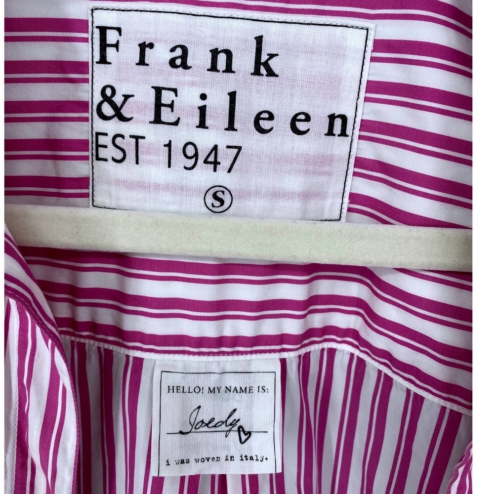 Frank & Eileen Joedy Woven Button Up Shirt Pink Stripe Cotton Small NWOT - Picture 8 of 10